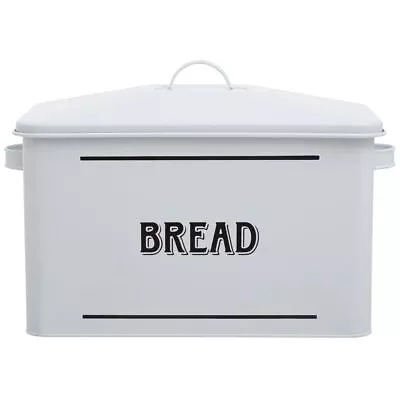 13L Grocer White Bread Bin Metal Loaf Storage Handle Food Container Kitchen • £20.25