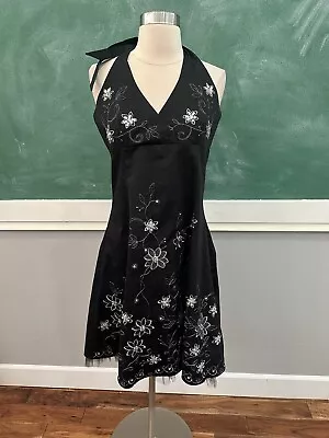 Vintage Halter Dress All Dolls Up Sz 12 Women’s Black And White Fit And Flare  • $35