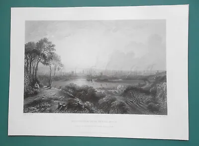 ENGLAND View Of Manchester Commissioned By Queen Victoria - 1857 Antique Print • $28