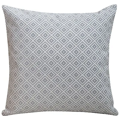 Scandi Geometric Ikat Cushion In Dove Grey And White. Double Sided. 17x17  • £15.99
