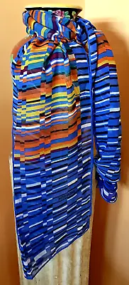 Missoni Silk Scarf Italy -Hand Rolled-(Large 52  Long X 13.5  Wide) Striped • $59