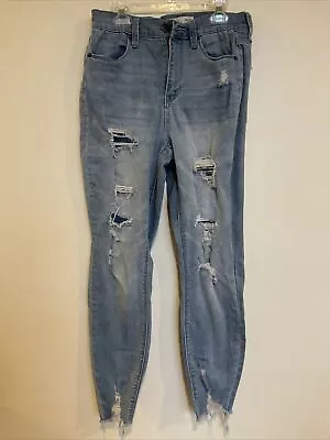 Mudd Womens Size7 High Rise Ankle Jegging Distressed Denim Stretch Jeans • $10.99