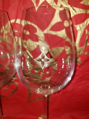 Lv Louis Vuitton Vip Event Flower Logo Etched Spiegelau 15-3/4 Oz Wine Glasses • $150