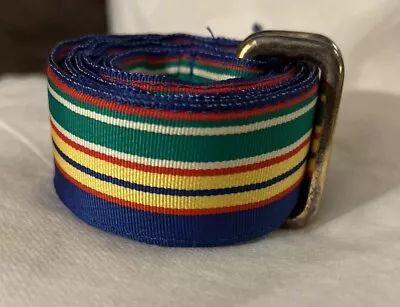Vintage Polo Ralph Lauren Blue Yellow Red Green White Striped D-Ring Ribbon 47  • $25
