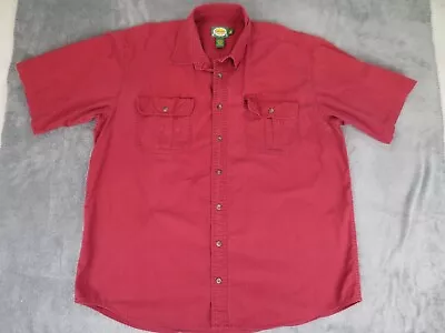 Vintage Cabela's Shirt Mens XLT Dark Red 100% Cotton Short Sleeve Button Up • $15.16