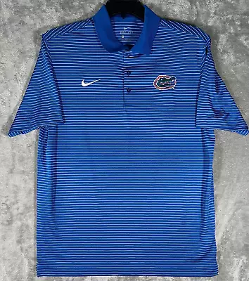 Florida Gators Polo Shirt Mens Dri Fit Nike NCAA Blue Striped Size Large • $15.99