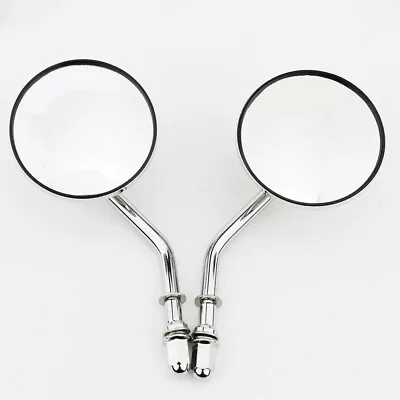Motorcycle Chrome Round Side Rear View Mirrors Rearview For Harley Davidson 8mm • $29.54