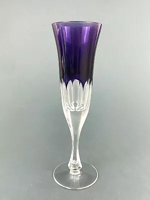 Moser Lady Hamilton Cut To Clear Amethyst Purple Champagne Flute Glass 8 3/4'' • $149.99