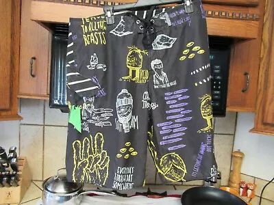 Michael Sieben Volcom Board Shorts 38 W Monsters Knives Outsider Art  Trash Day • $75