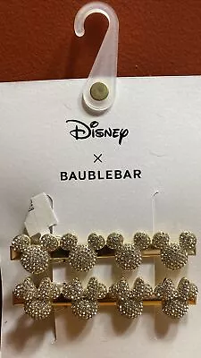 New Disney X BaubleBar Mickey/Minnie Mouse Gold Tone Rhinestone Hair Clips • $12.95