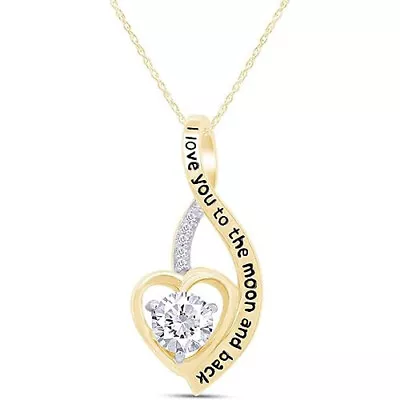 I Love You To The Moon And Back Heart Pendant Necklace Cubic Zirconia 925 Silver • $53.15