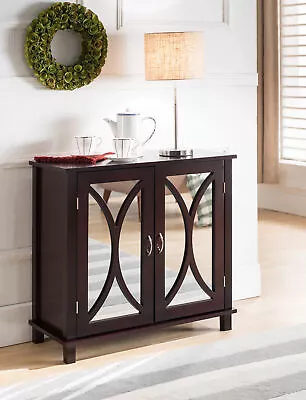 Kings Brand Furniture - Marietta Espresso Buffet Accent Cabinet Mirrored Doors • $99.99