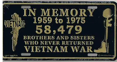 IN MEMORY OF VIETNAM Military License Plate..Made In The USA 697 EE • $12.82