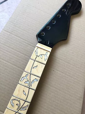 Black Glossy Electric Guitar Neck 22 Frets Maple Fingerboard Vine Inlay25.5 • $65