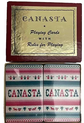 Vintage A Western Product Canasta Playing Cards 2 Decks W Rules Booklet C 1950 • $18.70