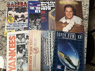 Lot Of 6 Baseball Yearbooks & Magazines - Mostly Yankees & Mets + Super Bowl XXI • $29.99