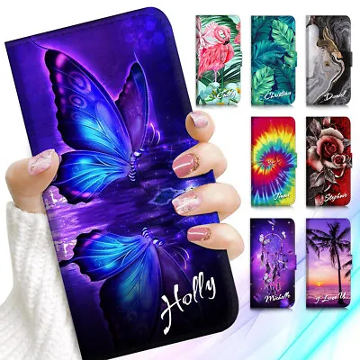 $13.99 • Buy Personalised Name Wallet Case Cover For Samsung S22 S21 FE S20 S10 S9 Note 20 