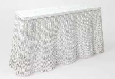 Vivienne Rattan Scalloped Console Table  In Cottage White  • £860