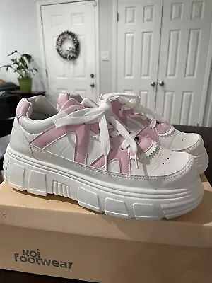 Kawaii Koi Footwear Pink And White Milkshake Trainers UK Size 7 • £16.07