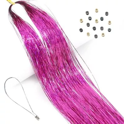 Pink Hair Tinsel Kit Strands Fairy Hair Tinsel Kit In Hot Pink Hair Extensions • $11.99