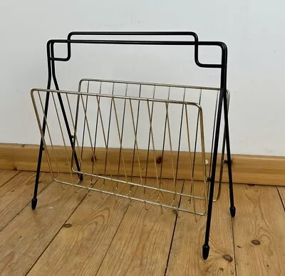 Vintage Sputnik Magazine Rack Vinyl Record Holder Storage Mid Century Wire Atom • £25