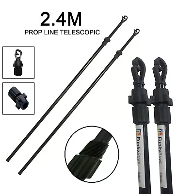 2x Clothes Washing Line Prop Pole Heavy Duty Telescopic Support Extendable 2.4m • £12.66