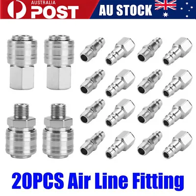 20Pcs Euro 1/4BSP Air Line Fitting Hose Compressor Quick Release Connector AU • $31.98