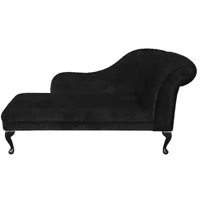 60  Large Chaise Longue Lounge Sofa Day Bed Seat Chair Black Pimlico Fabric UK • £571.38