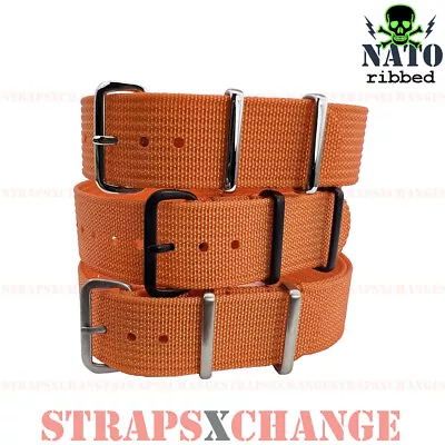 Ribbed Premium NATO® ORANGE Corrugated Military Divers Watch Strap Band • $27.95