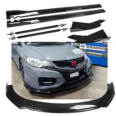 Front Bumper Lip Spoiler Splitter For Honda Civic Type R  Body Kit+ Side Skirt • $99.99