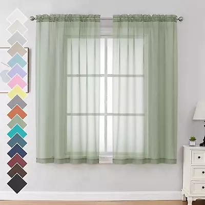 2 Panels 63  Sheer Curtains Light Filtering Voile Each 42  W X 63  L Inches • $14.28