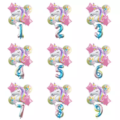 Large Sweet Unicorn Themed Foil Balloon Set Birthday Party Decor Helium / Air • £5.78