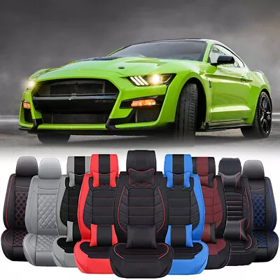 Car Seat Covers 2-/5-Seat Luxury PU Leather Cushion Protector For Ford Mustang • $99.09