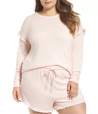 P.J. Salvage Womens Ruffled Peachy Jersey Pajama Shorts Pink 1X • $15.87