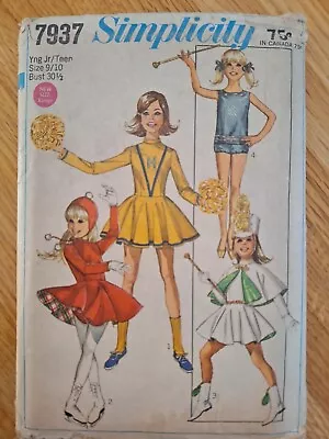 60's Simplicity 7937 Costume Cheerleader Majorette Skating JrTeen 9/10 Pattern • $6.95