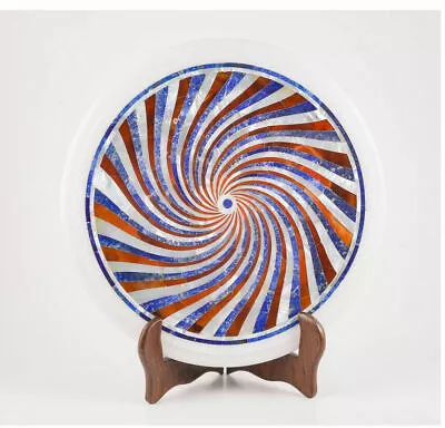 £254.58 • Buy 12  Round Marble Table Top Floral Inlay Art Semi Precious Stones Art Work