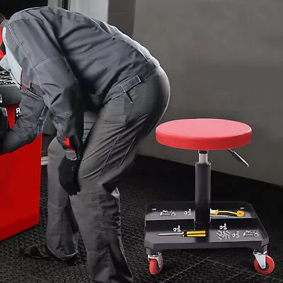 Mechanics Work Seat Adjustable Chair Roll Swivel Tool Garage Rolling Shop Stool • $41.01
