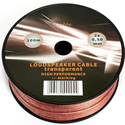 100m Twin Speaker Cable 2 X 0.50mm Loud Wire CCA For Car Audio HiFi Sound • £14.97