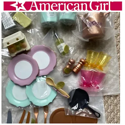 American Girl Blaire  Restaurant KITCHEN Accessories~26 Pc LOT~NEW~ Plates~Cups • $94.95