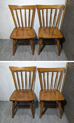 Vintage Set Of 4 Ethan Allen Heirloom Nutmeg Maple Dining Chairs 10-6000 • $630