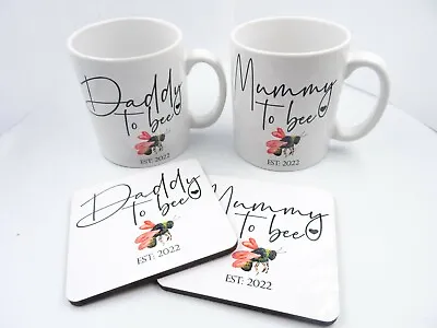 Personalised Mummy Daddy To Be Coaster Bee Mug Announcement New Baby Shower Gift • £4.95