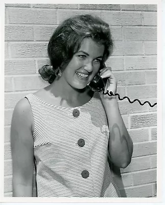 1960s Original 8 X 10 College Glamour Photo Mod Co-Ed On Phone Outside Vv • $9.99