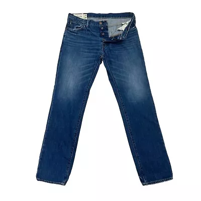 Abercrombie & Fitch Mens Jeans 34 X 34 Button Fly Rollins Low Rise Skinny Blue • $29.99