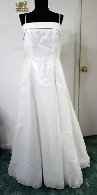 Mori Lee White WEDDING GOWN 8 Beaded Band Chiffon Skirt Train • $49.95