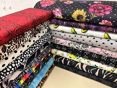 Cotton Viscose Jersey Printed Stretch Fabric 150cms Wide ABSTRACT  FLOWERS • £38