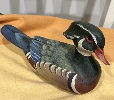 Vintage Wooden Duck Decoy Detailed Hand Carved Hand Painted Signed TB • $29.99