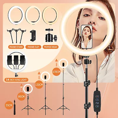 14  Inch LED Ring Light With Stand And Phone Holder Make-up For Camera IPhone UK • £16.99