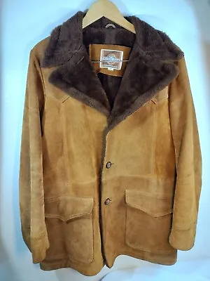 Vtg Pioneer Wear Leather Sherpa Style Western Jacket Barn Coat Men's Size 40  • $60