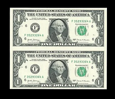 Uncut Sheet Of 2 $1 Bills 2017 Crisp Real US Paper Money  • $15.99