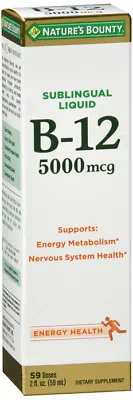 Nature's Bounty B12 5000mcg Sublingual Liquid Energy Metabolism Support 2 Oz • $19.13